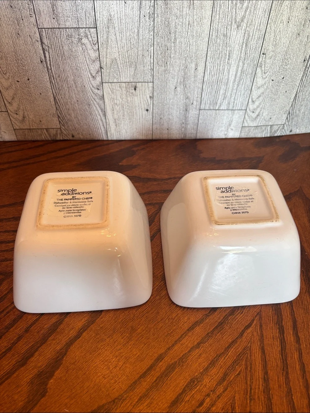 The Pampered Chef White Square Ceramic Serving Bowls - Set of 2